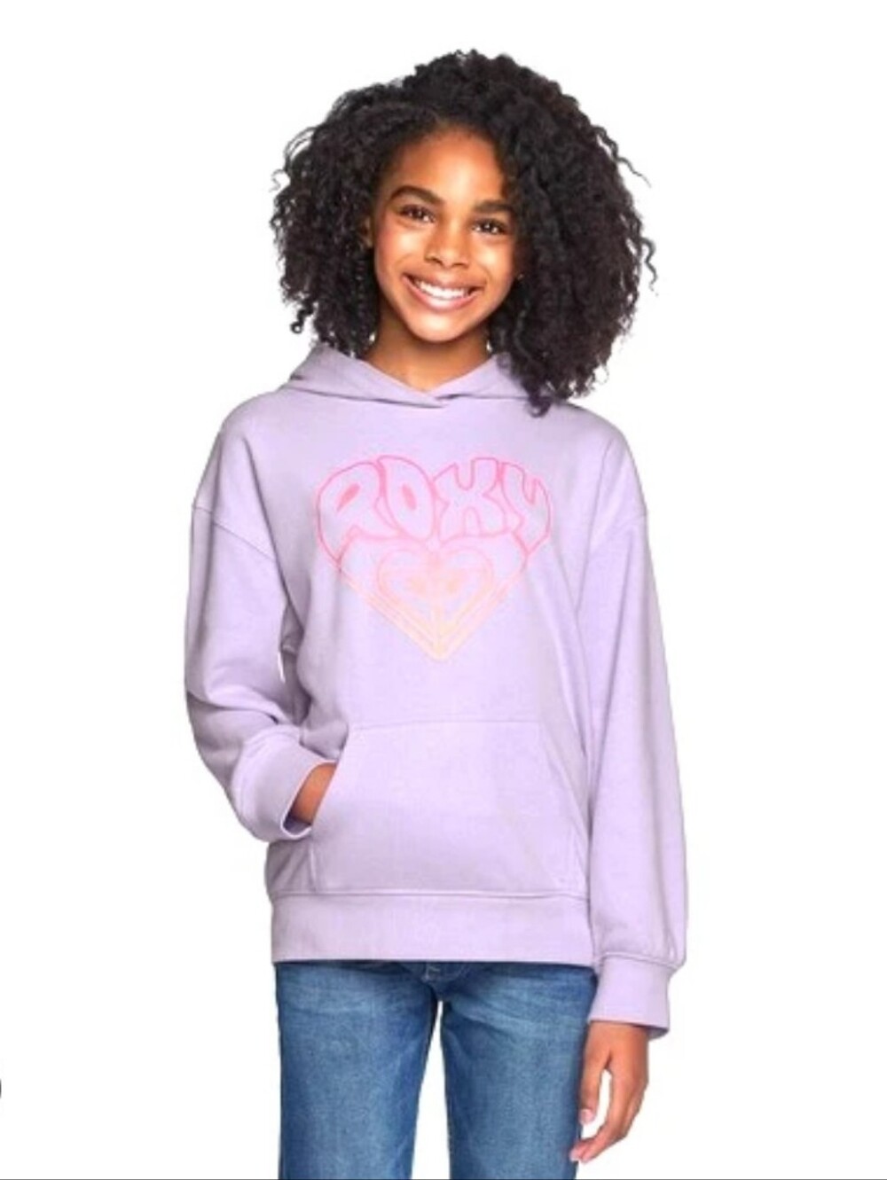 NWT Youth Girls Roxy Purple Pink Hoodie Sweatshirt With Kangaroo Pocket. Sz XL
